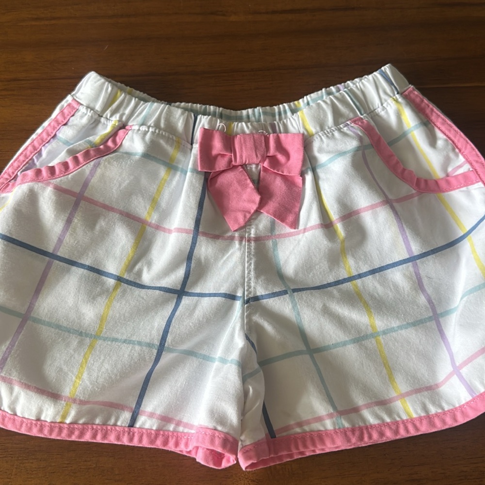 Plaid Shorts with Pink Bow